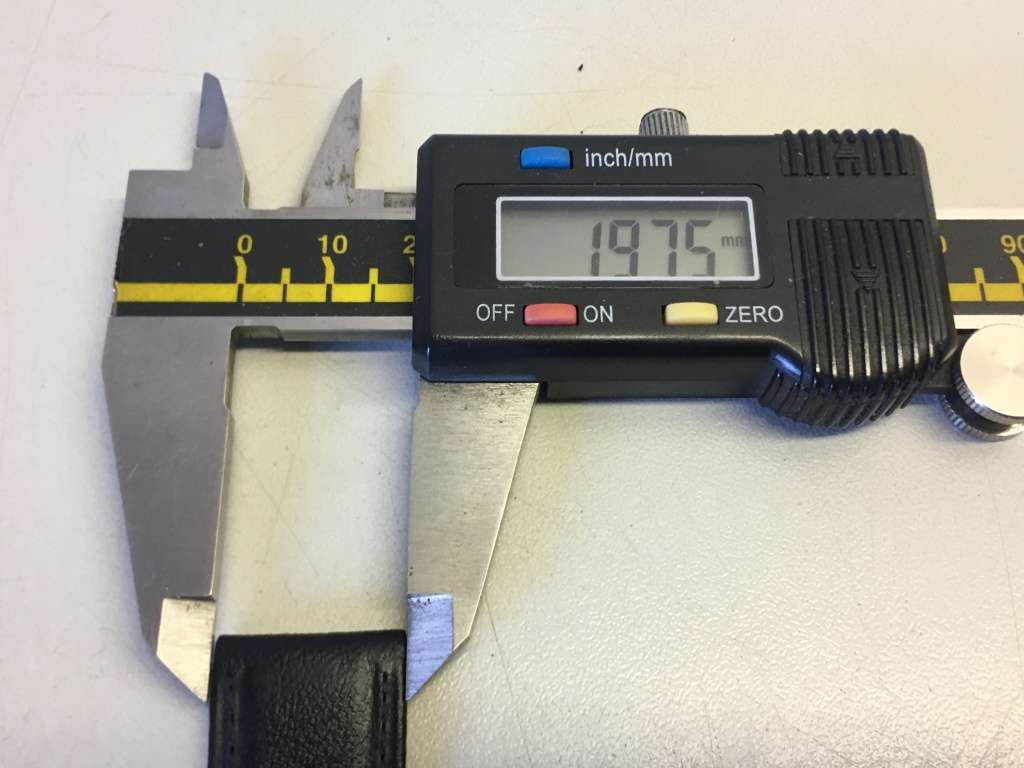 20mm black leather watch strap