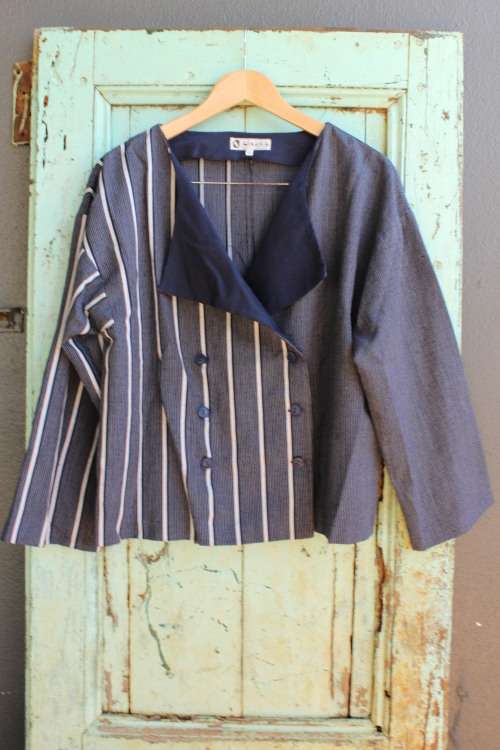 Vintage Navy and White Light Weight Double Breasted Jacket (Size 38)