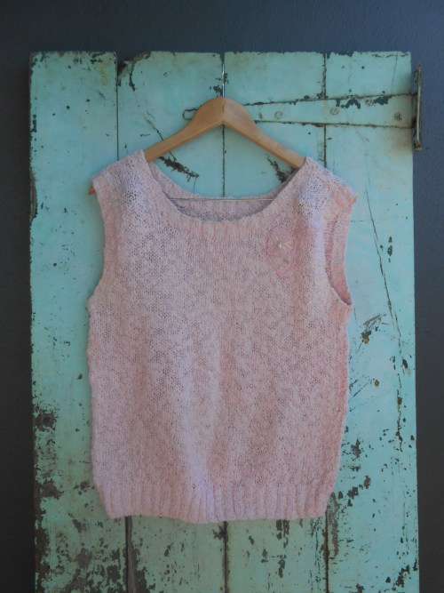 Vintage Pink Wool Pullover with Bead Detail (Small/Medium) **Free Vintage Gift per Order**