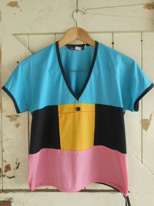 Vintage 90's Blue / Pink and Yellow Colour Block Top (Small / Medium) **Free Vintage Gift per Order*