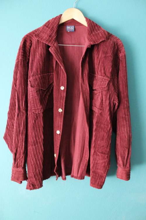 Vintage 1990's Faded Red Corduroy Button Up Top (Large / XL)