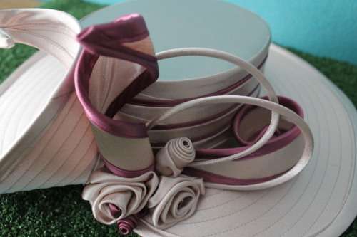 Beige Vintage Hat with Pink Trim! Think Kate Middelton