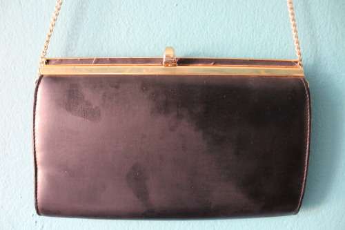 Black Vintage Handbag with Gold Chain and Gold Detail