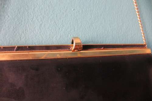 Black Vintage Handbag with Gold Chain and Gold Detail