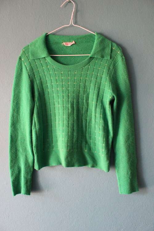 Vintage 1970's Green Knit Top (Small / Medium)