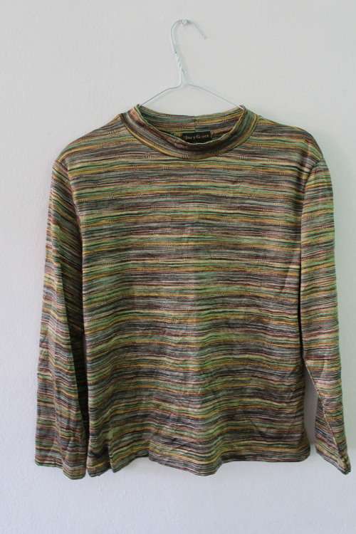 Vintage 90's Stretch Metallic Long sleeved Shirt (Medium / Large)