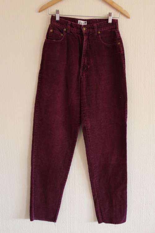Vintage 90's High Waisted Purple Corduroy Pants (Size 10)