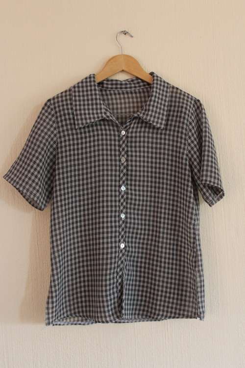 Vintage 90's Black and White Check Top (Small / Medium)
