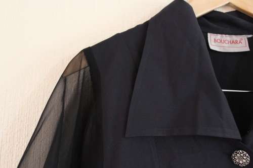 Vintage Black Shirt with Sheer Arms (Small / Medium)