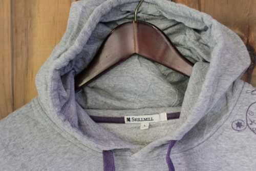 Grey Hoodie with Purple Drawstring (Medium / Large)
