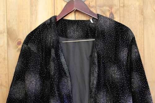 Vintage Beaded Black Velvet / Velour Jacket (Large / XL)