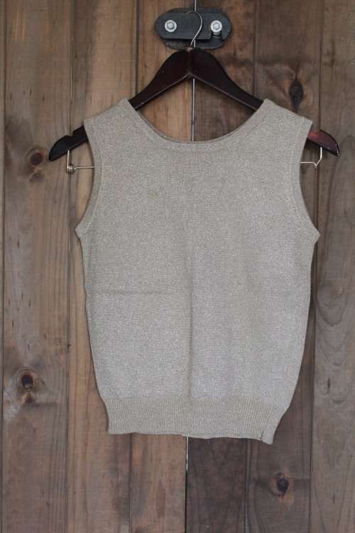 Vintage Gold Knit Sleeveless Top (XS)