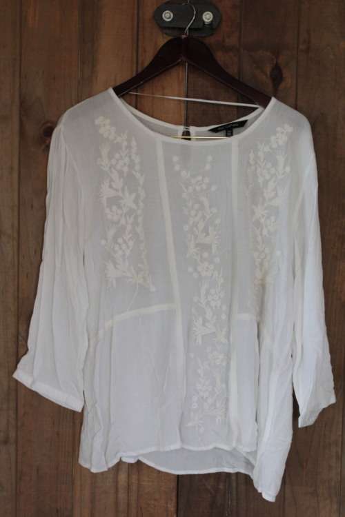 White Boho Top by Real Clothing (XXL)