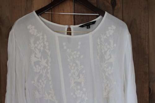 White Boho Top by Real Clothing (XXL)