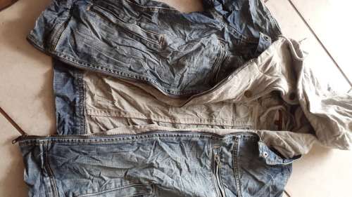 Denim Jacket with Grey Hood Built In (Small / Medium)