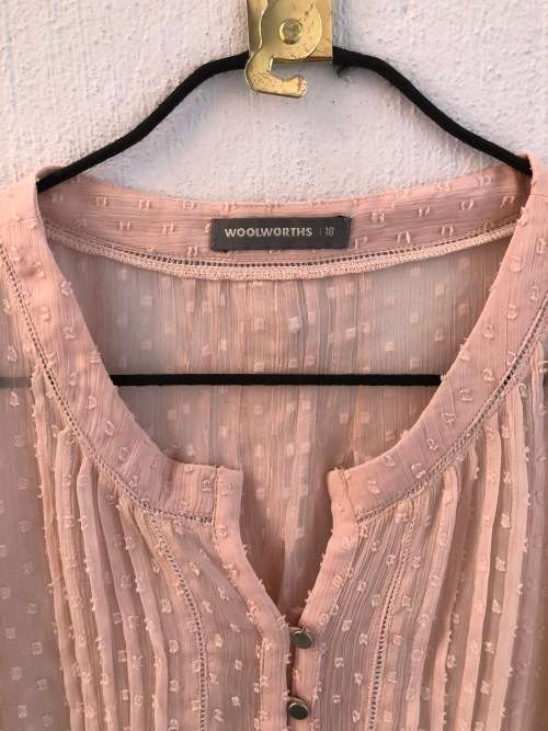 Pink Semi Sheer Top by Wooloworths (Size 18)