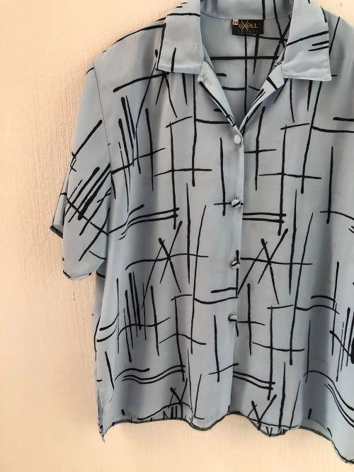 Blue Striped Button Up Shirt (Size 14)