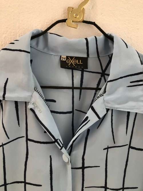 Blue Striped Button Up Shirt (Size 14)