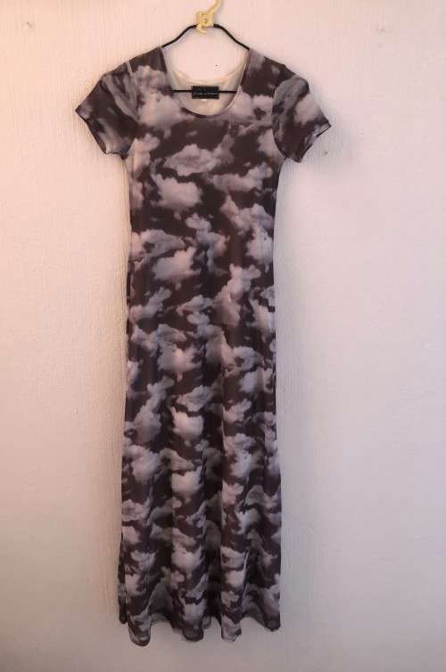 Cloud Print Mesh 90`s Dress (Small)