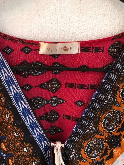 Red Boho Batwing Top (Medium)