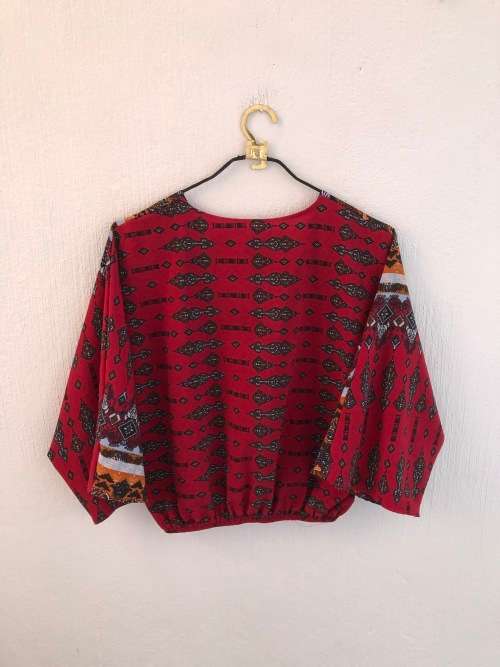 Red Boho Batwing Top (Medium)