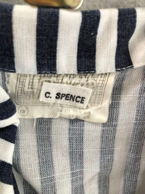 Vintage Blue and White Striped Linen Jacket (Size 12)