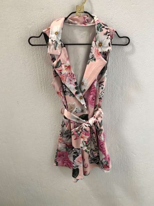 Cute Floral Belted Playsuit (Small)