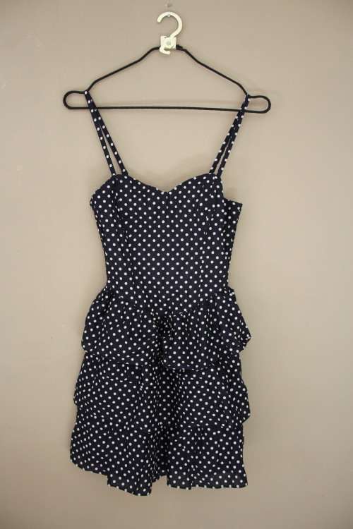 Cute Polka Dot Navy and White Strappy Dress by HandM (SA Size 34 / Eur Size 36)