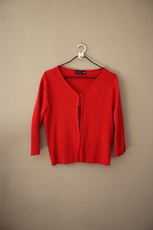 Red Early 2000`s Knit Cardigan (Medium)