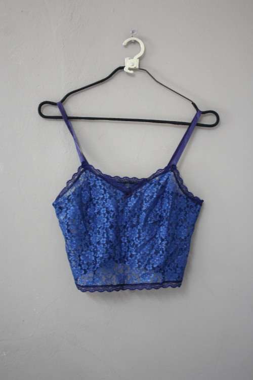 Vintage Lacy Cropped Blue Top (Small)