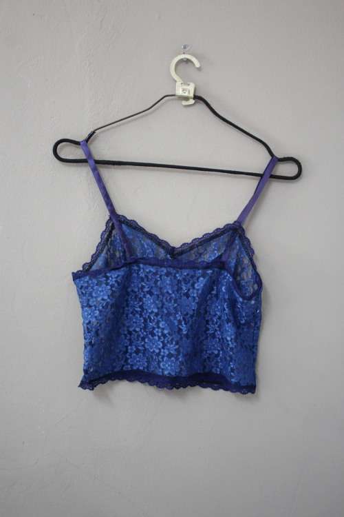 Vintage Lacy Cropped Blue Top (Small)