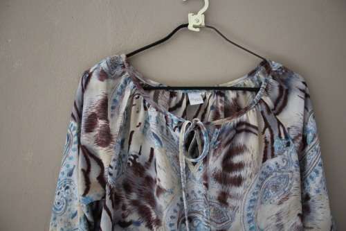 Brown and Blue Paisley Boho Top (Size 34)