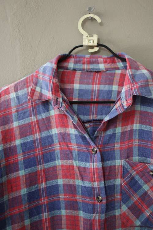 Vintage Red and Blue Flannel Shirt (XL)
