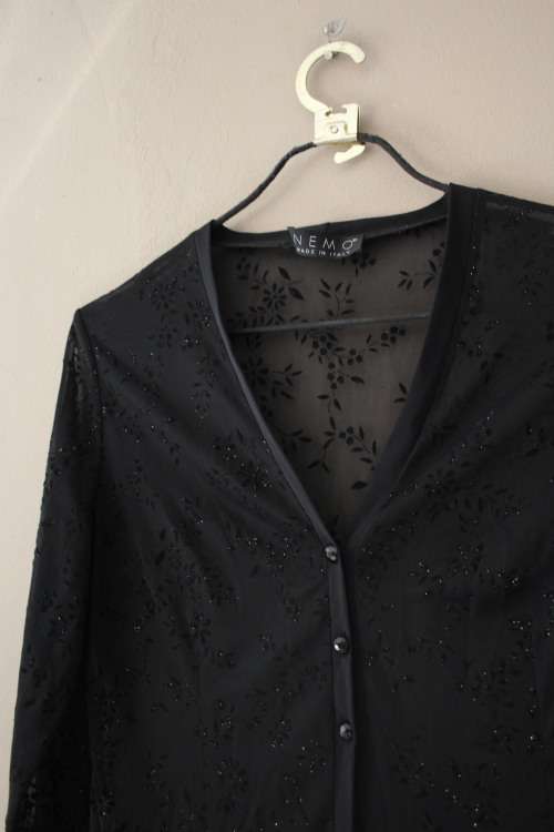 Vintage Early 2000`s Y2K Mesh Button Up Shirt (Medium / Large)