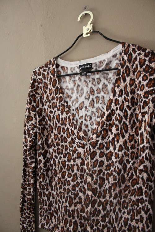 Vintage Animal Print Cardigan (Large)