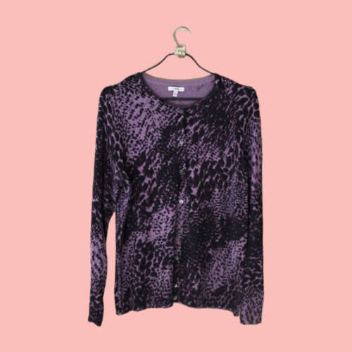 Vintage Y2K Purple Animal Print Cardigan (Large)