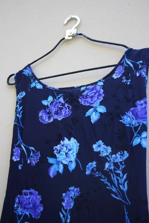 Vintage 90`s Blue Floral Maxi Dress (XL)
