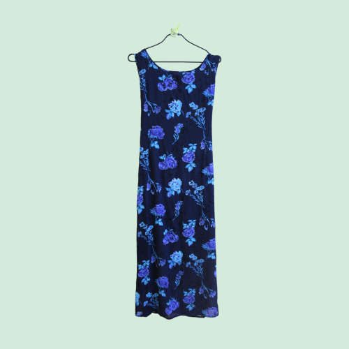 Vintage 90`s Blue Floral Maxi Dress (XL)