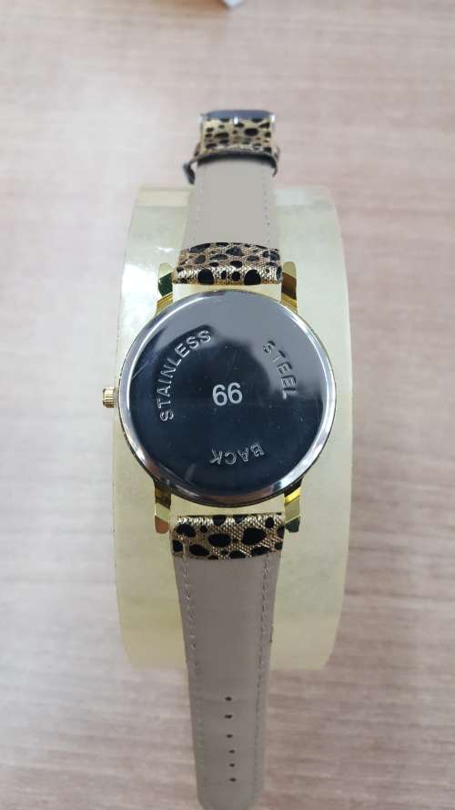 GOLD LEOPARD PRINT STRAP WOMEN WATCH