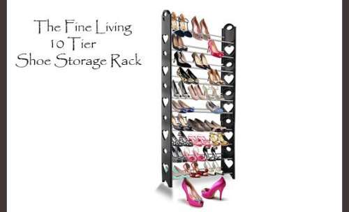 12 Tier Shoe Rack - BLACK / HOLDS 36 PAIRS SHOES