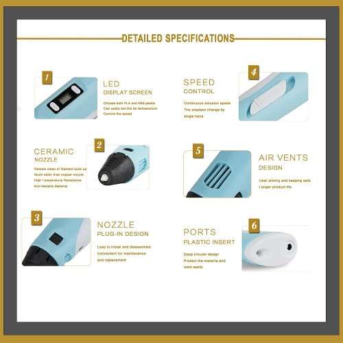 3D Pen 3D Printer Pen 3D Printing Drawing Pen / GREAT FOR ARTISTIC KIDS - Purple