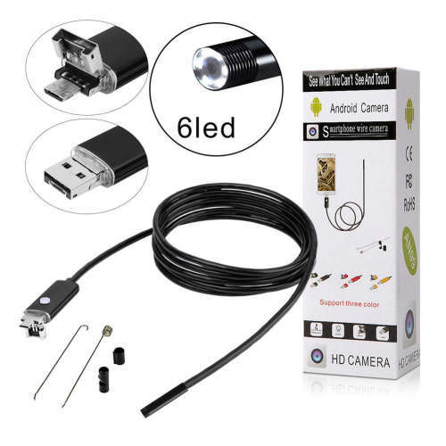 2M 6LED Android/PC Endoscope Waterproof Inspection Micro USB Wire HD Camera- 7MM