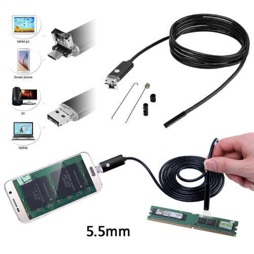 2M 6LED Android/PC Endoscope Waterproof Inspection Micro USB Wire HD Camera- 7MM