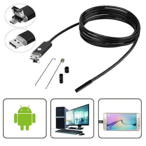 2M 6LED Android/PC Endoscope Waterproof Inspection Micro USB Wire HD Camera- 7MM