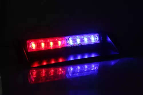 Car 24W 8 LED Emergency Vehicle Flash Light Dashboard Strobe Warning Blue Red Amber
