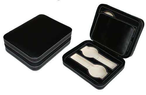 4 Slots Zippered Watch Box Traveler's Black Watch Storage Case Organizer