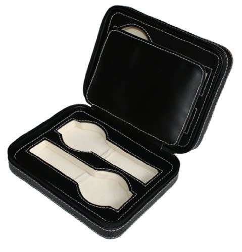 4 Slots Zippered Watch Box Traveler's Black Watch Storage Case Organizer