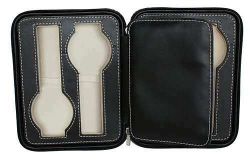 4 Slots Zippered Watch Box Traveler's Black Watch Storage Case Organizer