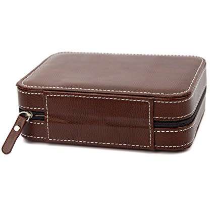 4 Slots Zippered Watch Box Traveler's Black Watch Storage Case Organizer