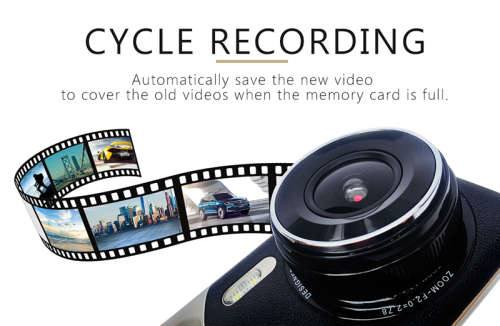 CAR DASH CAM Dual Lens 4 inch Full HD 1080p Parking Monitor WDR Night Vision includes Rear View cam